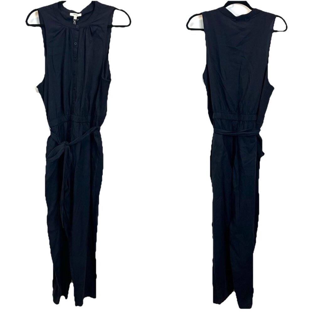 NWT Splendid Eco Women's XL Jumpsuit - Navy Blue Pockets Waist Tie Lyocell